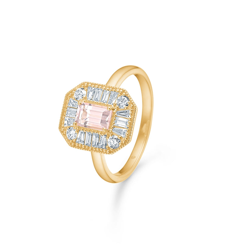 MONACO ring m/pink morganit og diamanter