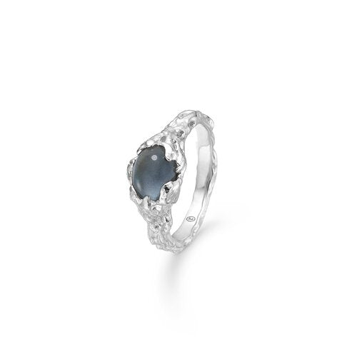 MAGMA sølv ring m/ blå zirkonia