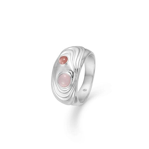 SHELL ring m/ rosa zirkonia, sølv