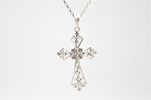 Kors med unikt mønster, vedhæng i sølv