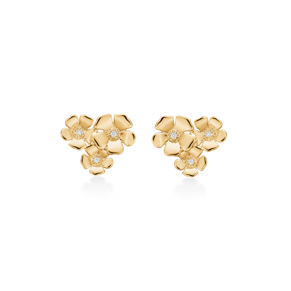 FLEUR ørestikker med 3 blomster, 14 kt. rødguld