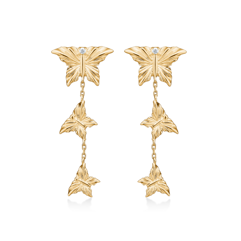Monarch ørehængere, 14 kt. rødguld