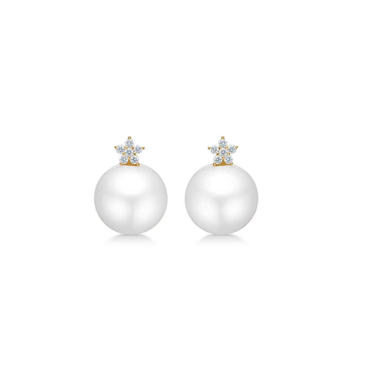 CÉLESTE ørestikker med brillanter og perle, 14 kt. rødguld