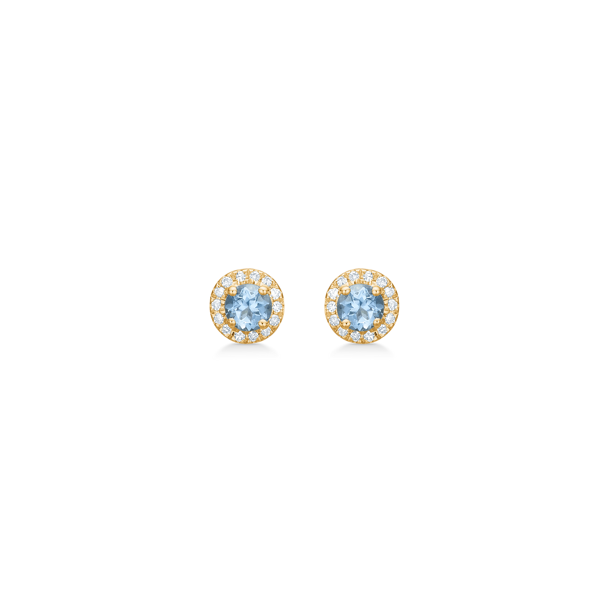 BLUSH N' BLUE ørestikker med aquamarin, 14 kt. rødguld