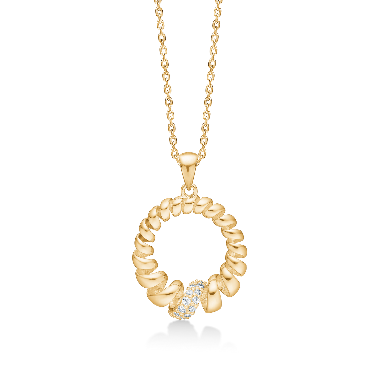 SWIRL W. DIAMOND vedhæng, 14 kt. rødguld