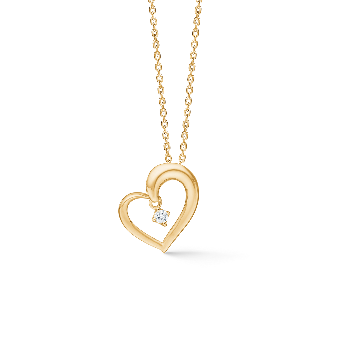 CROWN HEART vedhæng, 14 kt. rødguld med 0,04 ct.