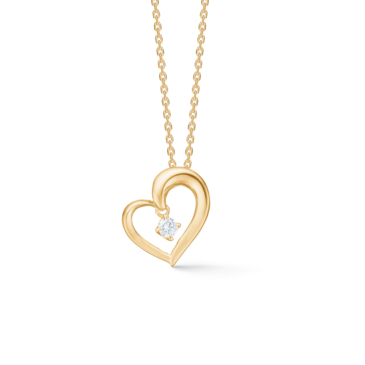 CROWN HEART vedhæng, 14 kt. rødguld med 0,09 ct.