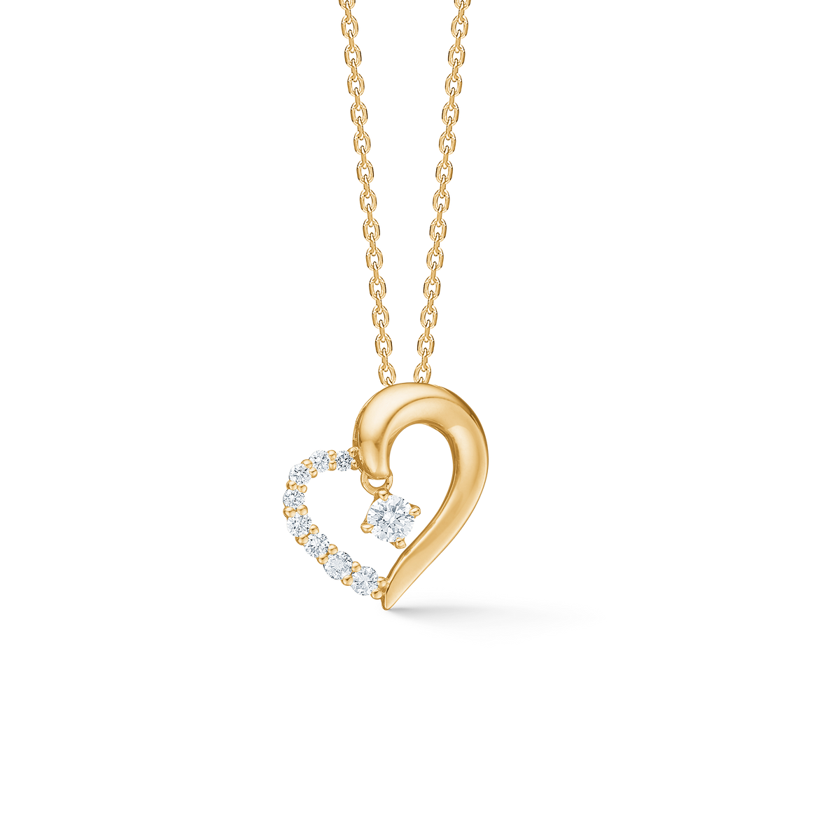 CROWN HEART vedhæng, 14 kt. rødguld med 0,20 ct.