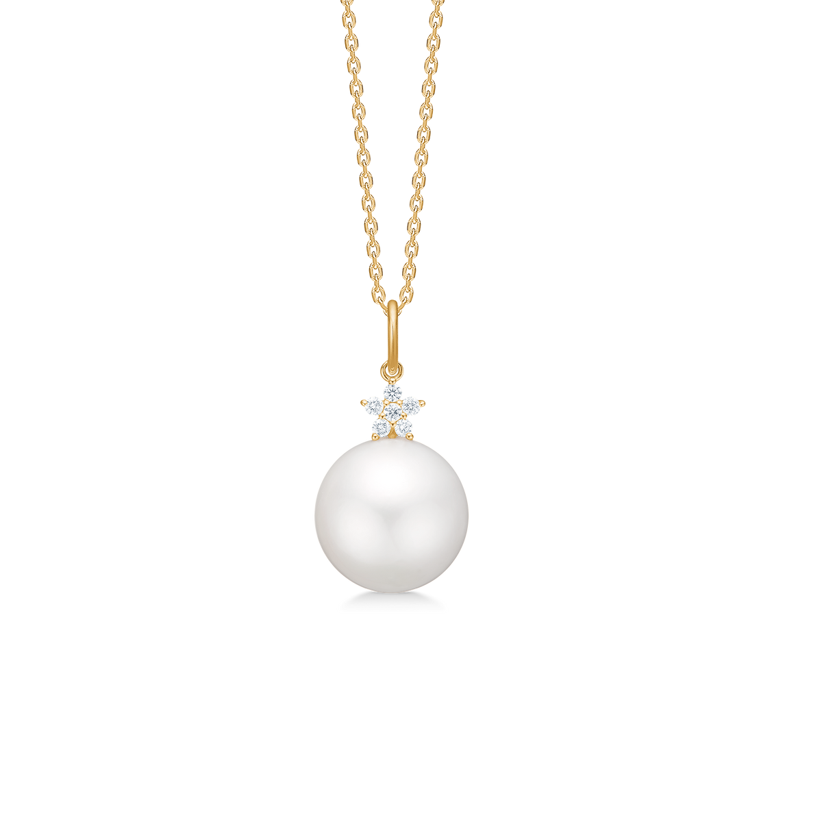 CÉLESTE vedhæng, 14 kt. rødguld med 0,07 ct. og perle