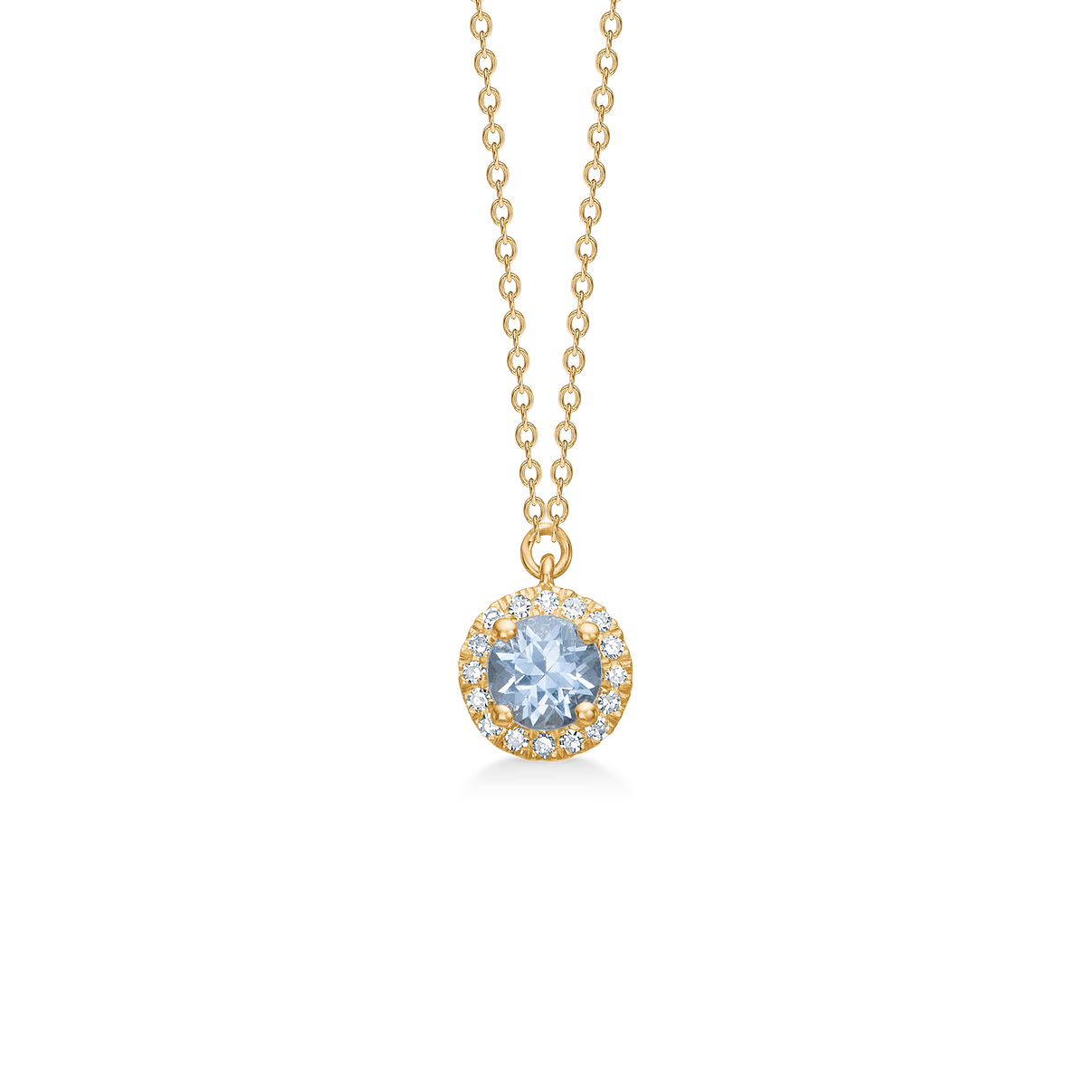 BLUSH N' BLUE vedhæng, 14 kt. rødguld med aquamarin