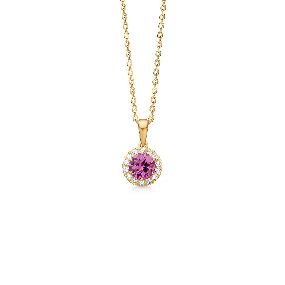BLUSH vedhæng, 14 kt. rødguld med granat