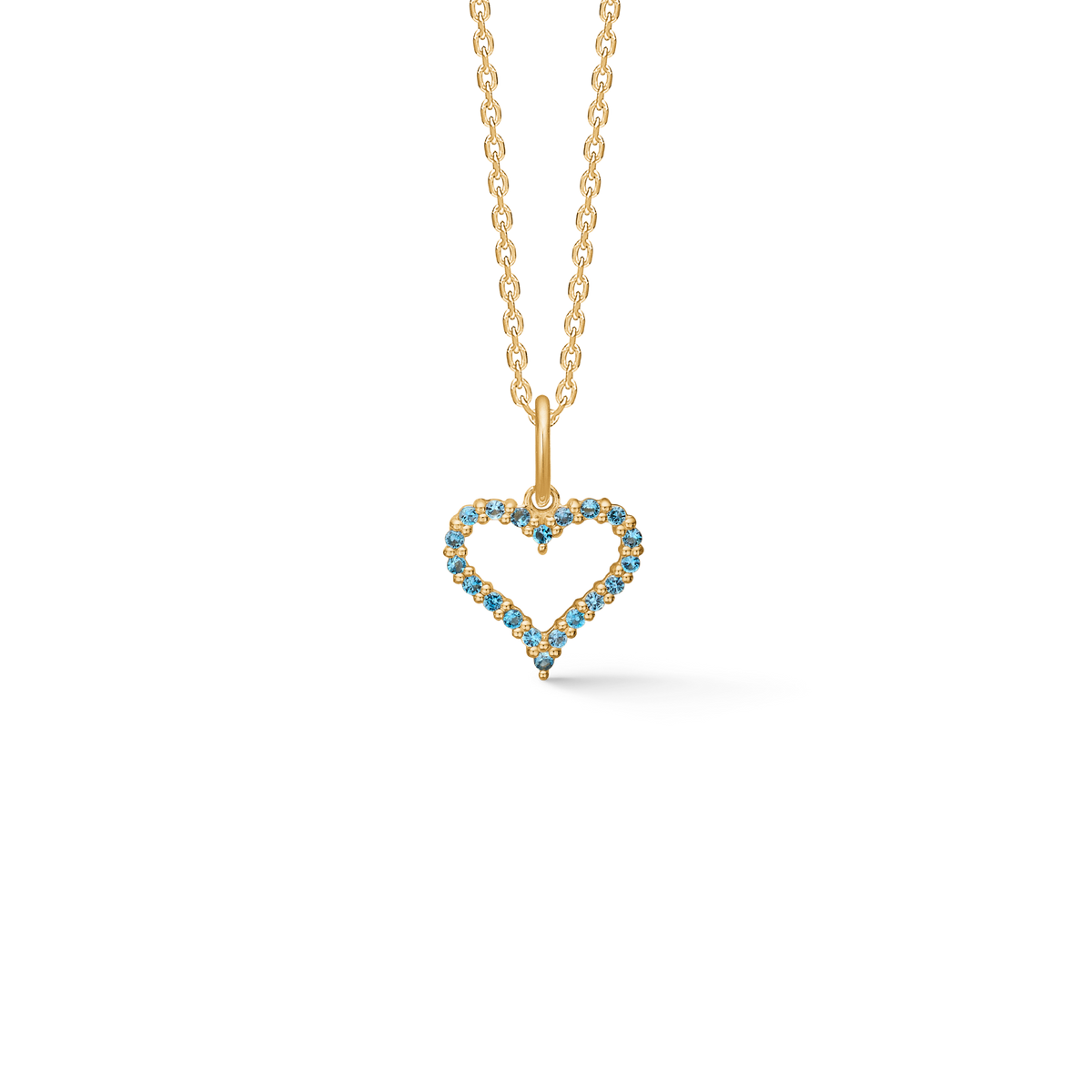 TENDER HEART Blue vedhæng, 14 kt. rødguld