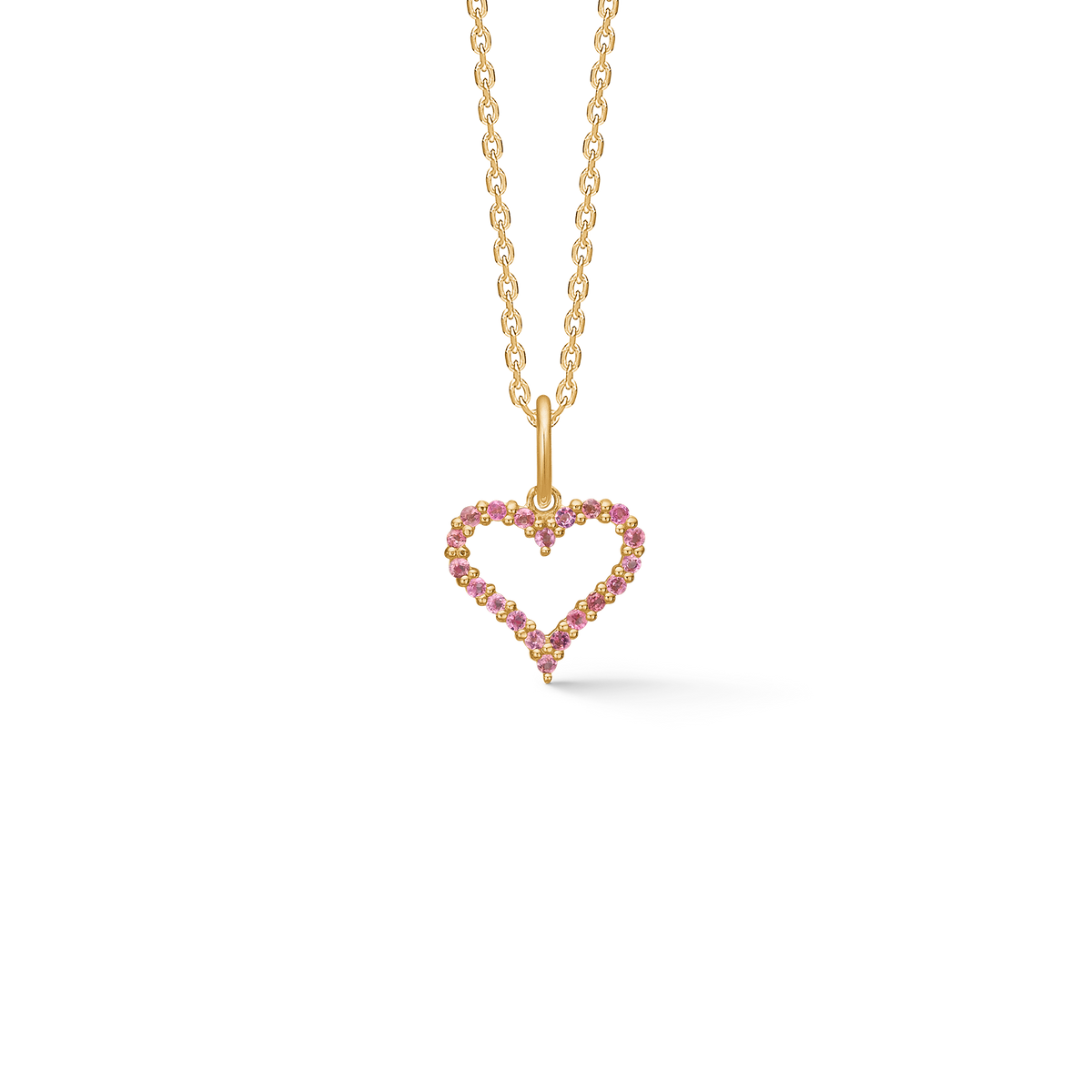 TENDER HEART Pink vedhæng, 14 kt. rødguld