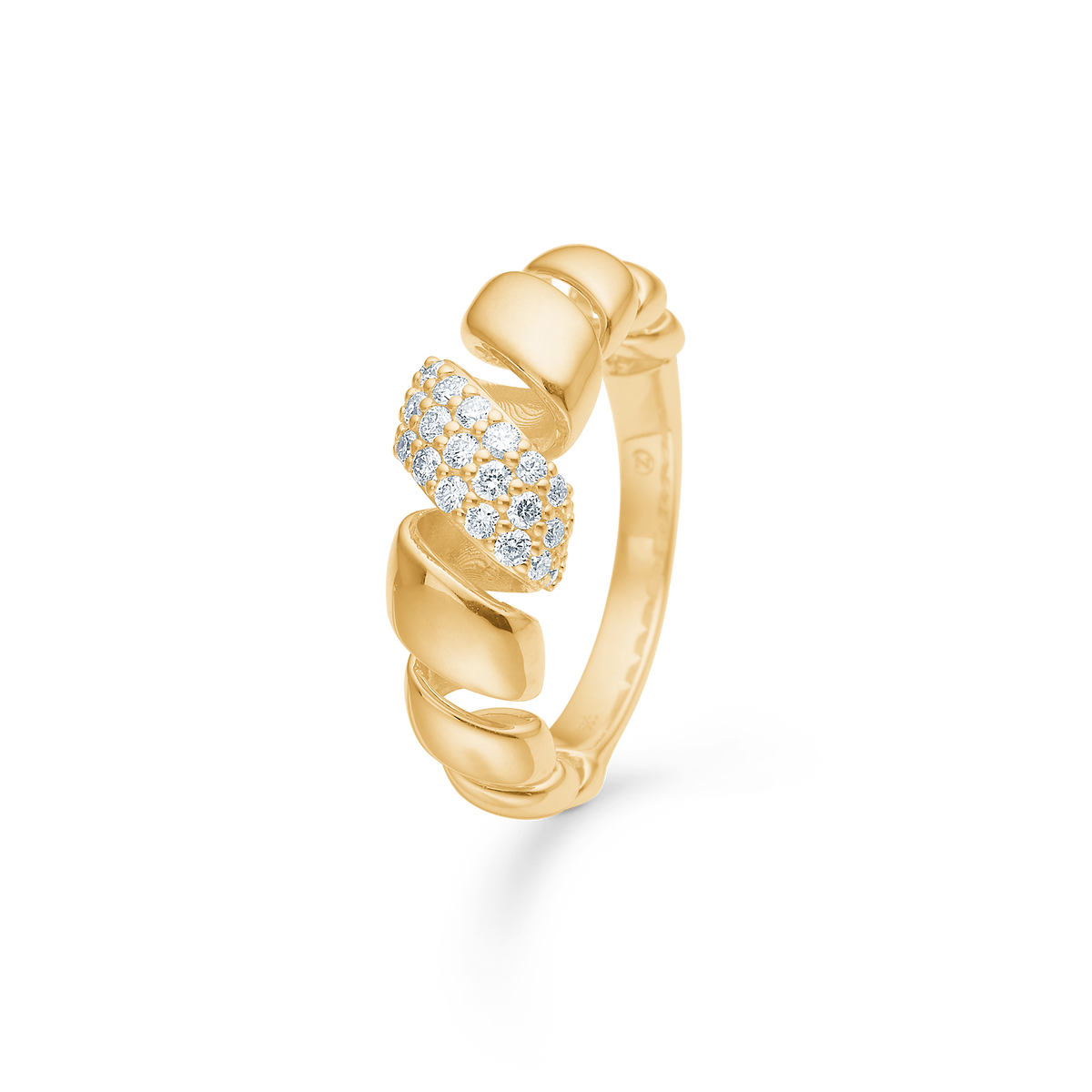SWIRL W. DIAMOND ring, 14 kt. rødguld