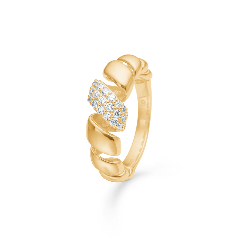 SWIRL W. DIAMOND ring, 14 kt. rødguld