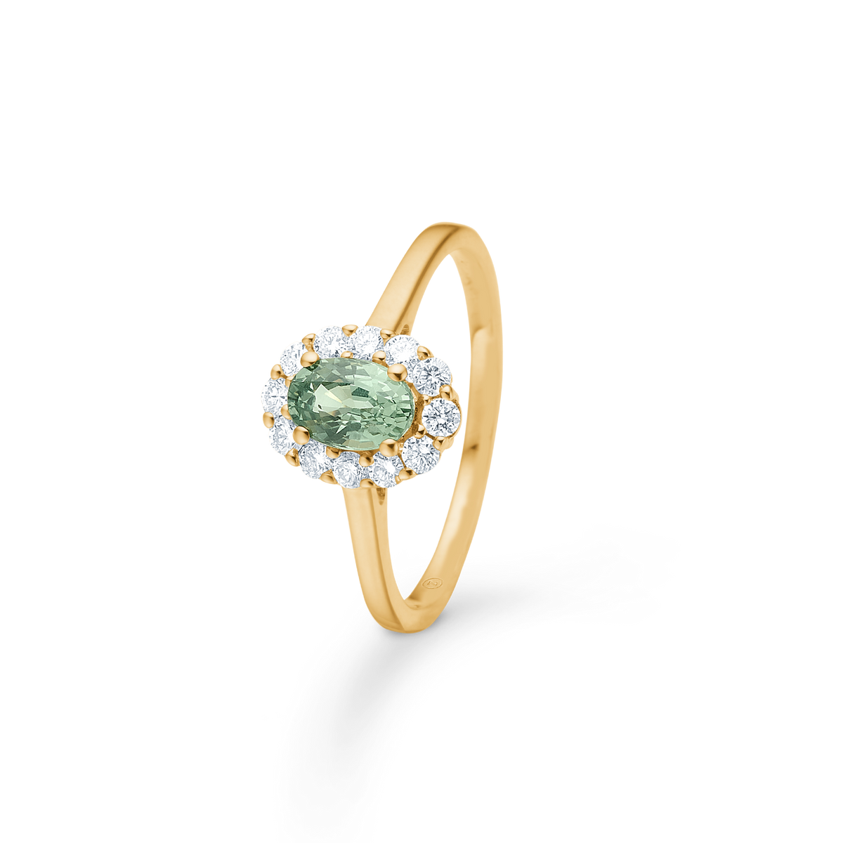 PASTELLO ELEGANTE ring, 14 kt. rødguld med grøn safir
