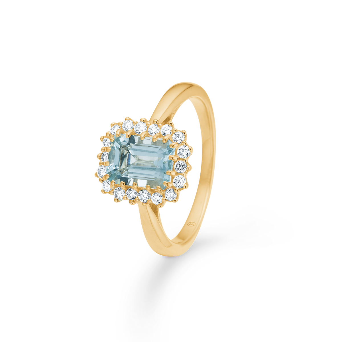 AQUARELLE ring, 14 kt. rødguld med aquamarin