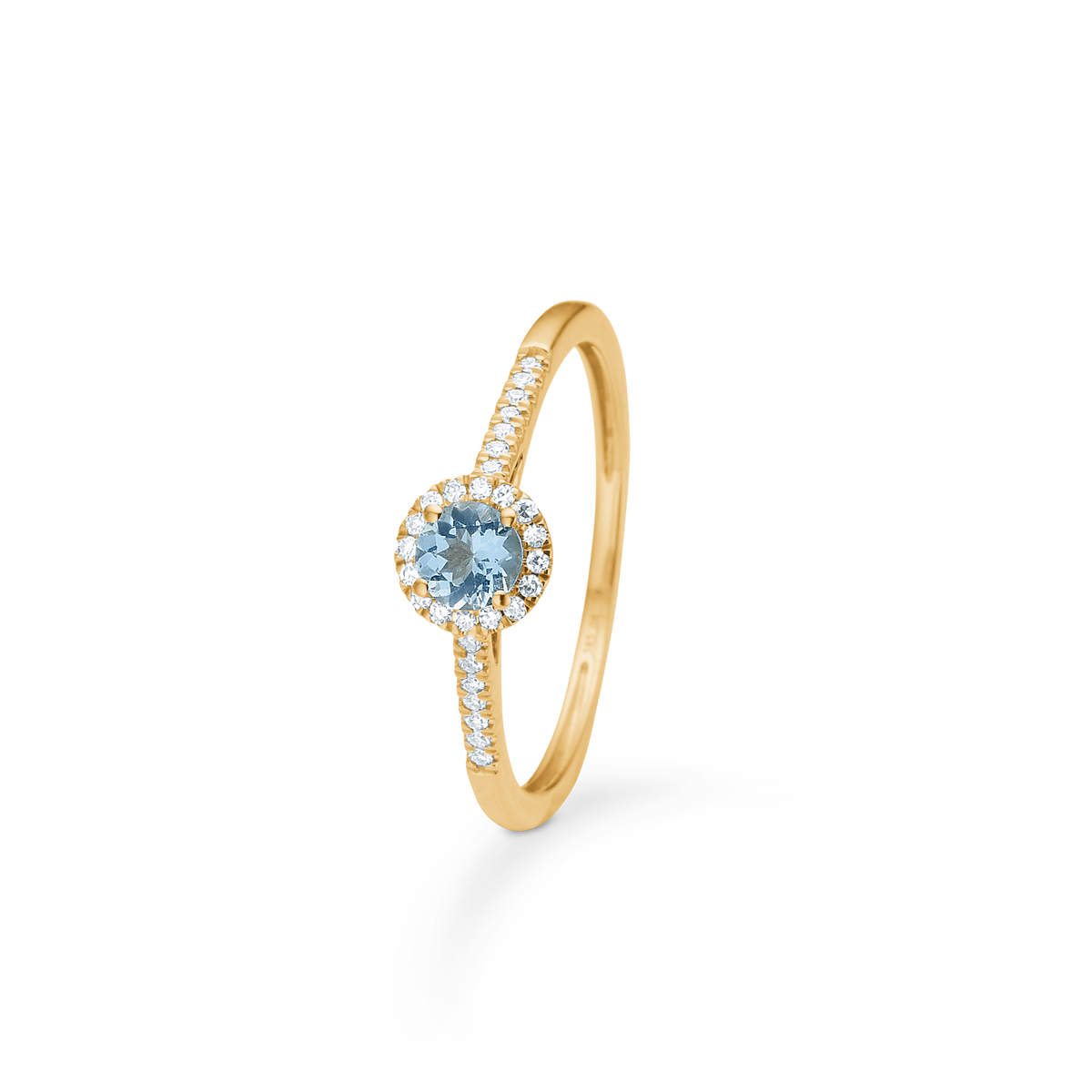 BLUSH N' BLUE ring, 14 kt. rødguld med aquamarin