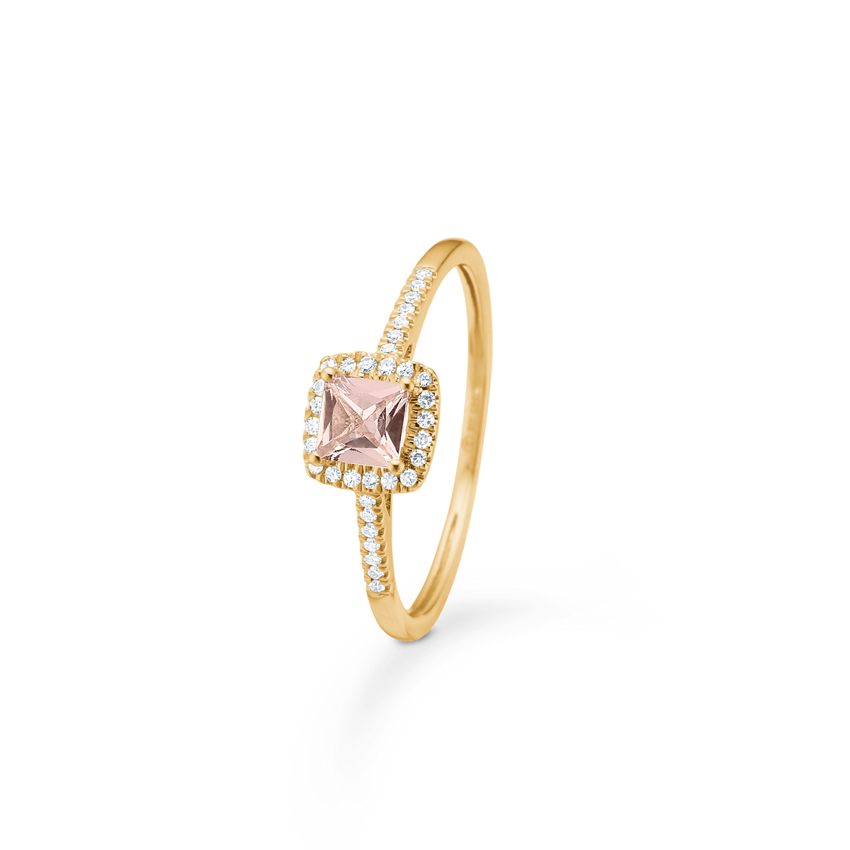 BLUSH N' BLUE ring, 14 kt. rødguld med morganit