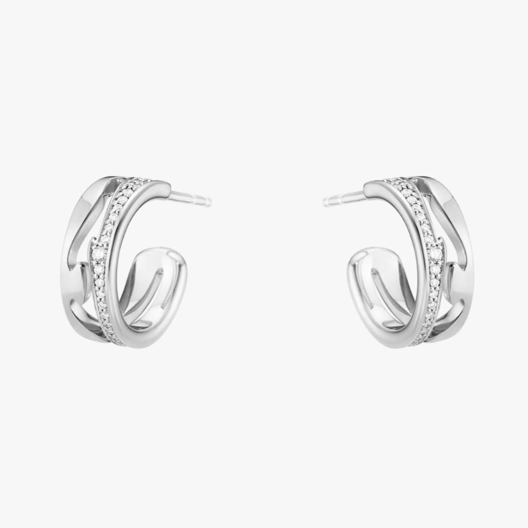 FUSION halvcreoler i hvidguld med diamanter