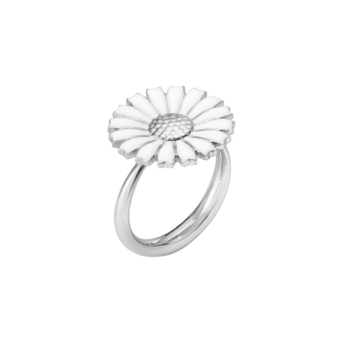 DAISY sølv ring 18 mm, med hvid emalje