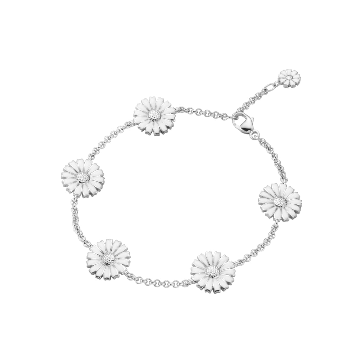 DAISY sølv armbånd m/ 5 margueritter