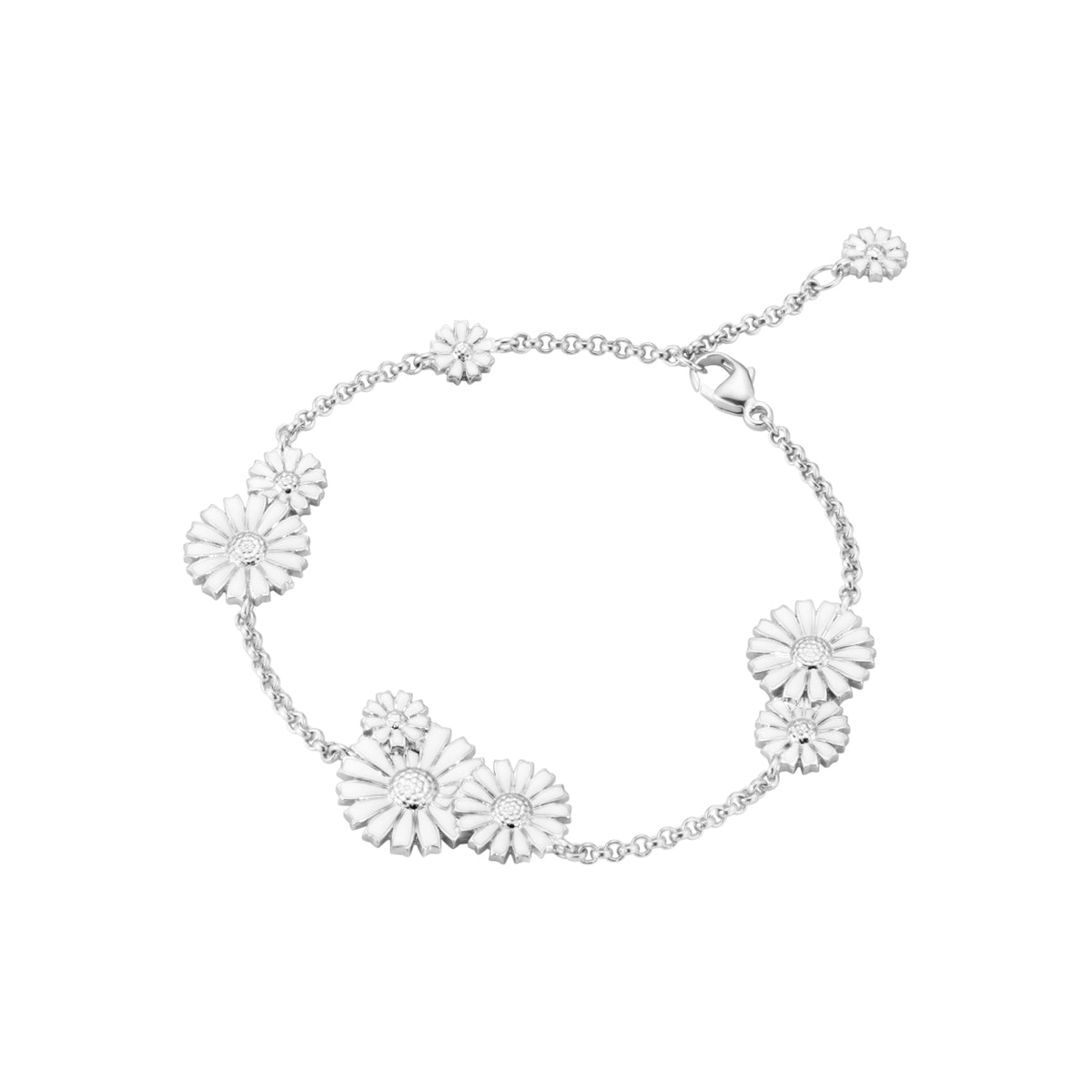 DAISY sølv armbånd m/ 9 margueritter