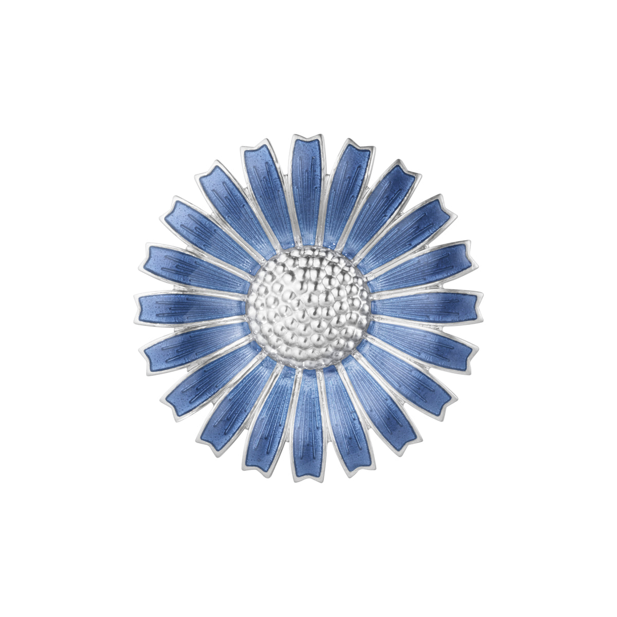 DAISY sølv broche, blå emalje