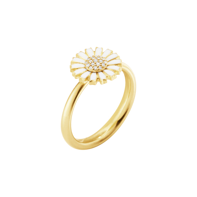 DAISY sølv forgyldt ring 11 mm, med brillanter
