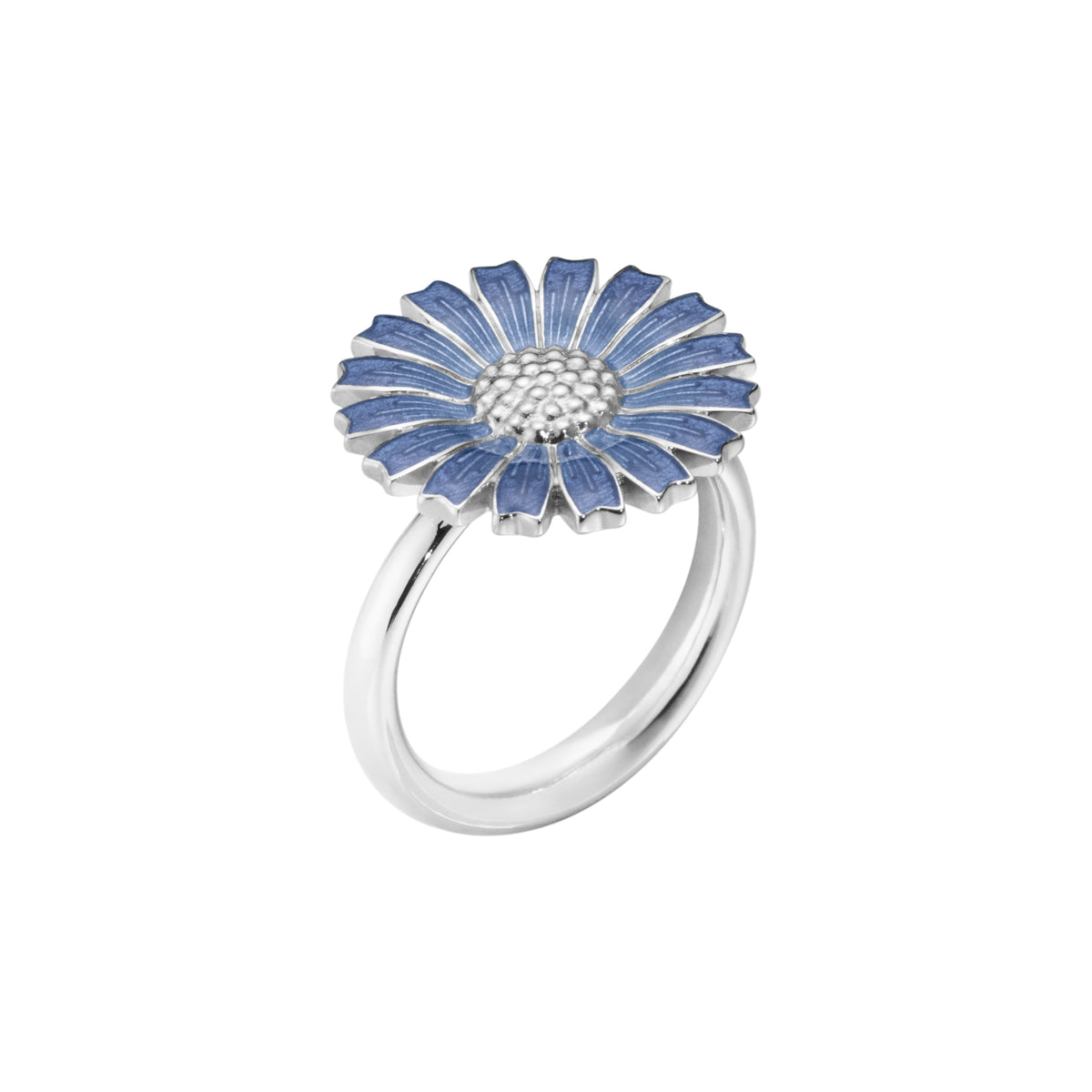 DAISY sølv ring 18 mm, med blå emalje