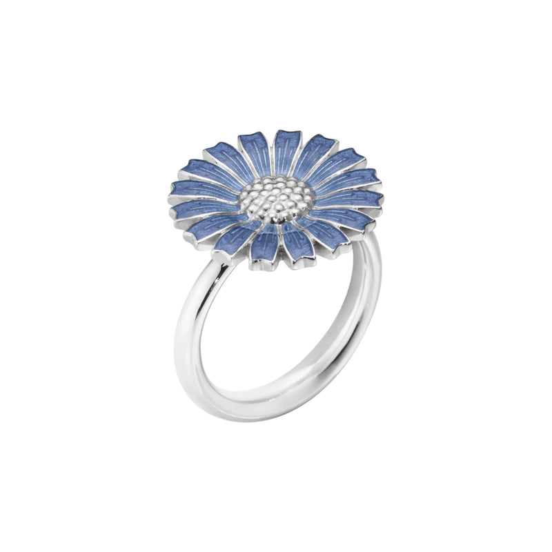 DAISY sølv ring 18 mm, med blå emalje