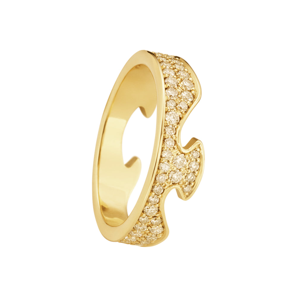FUSION ring, endestykke, rødguld m/ pave