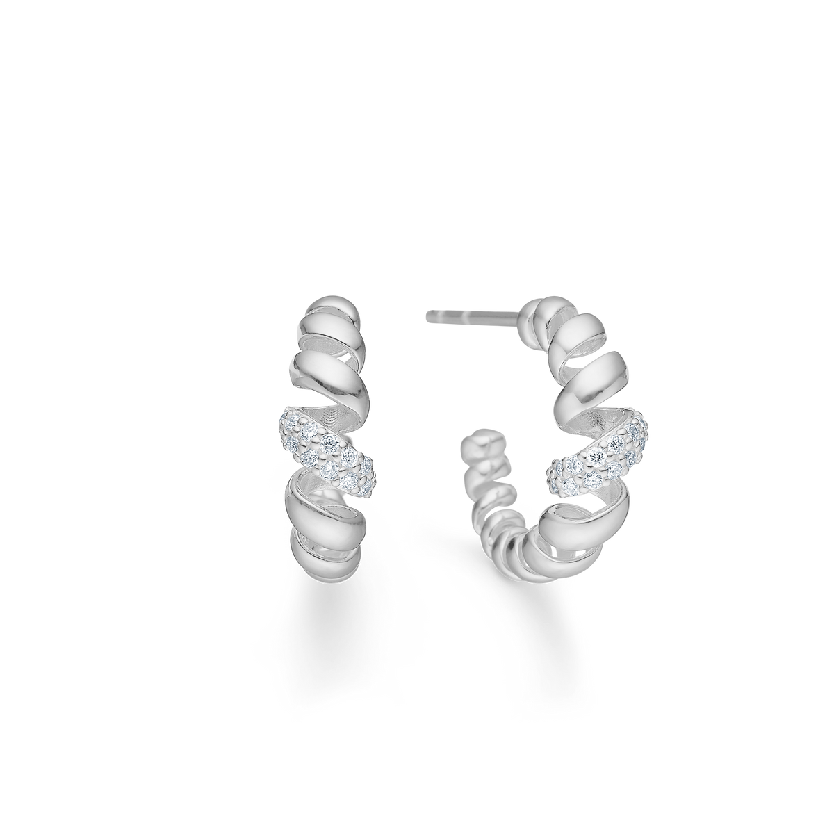 SWIRL W. TOPAZ halvcreoler, sølv