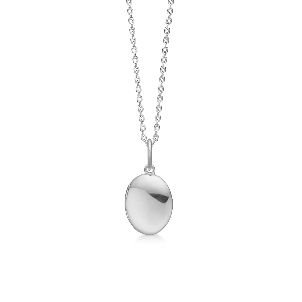 MEMORIES medaljon halskæde, oval, lille, sølv