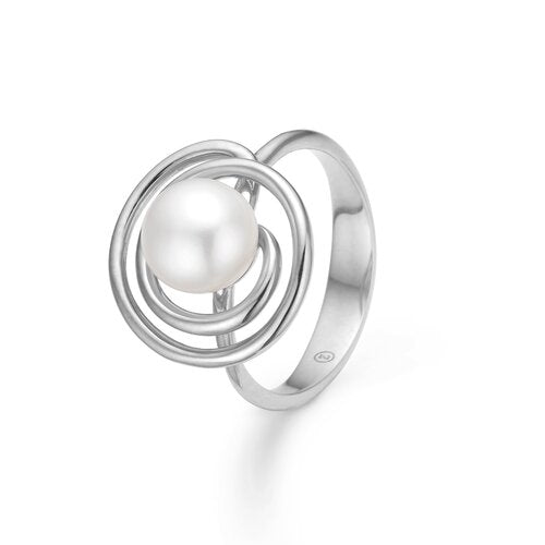 SWIRL W. PEARL ring i sølv