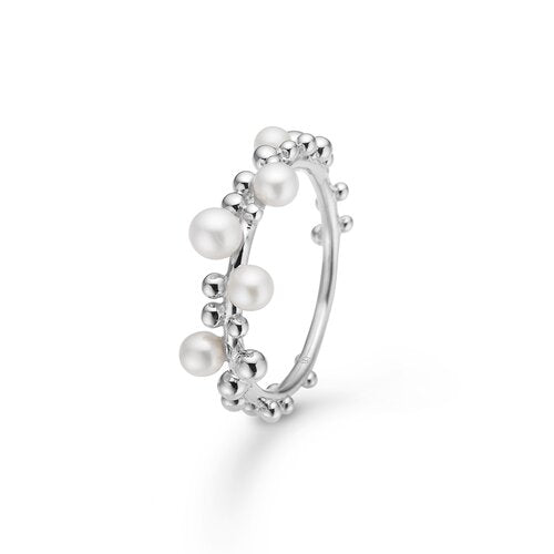 BUBBLES N´ PEARLS ring i sølv