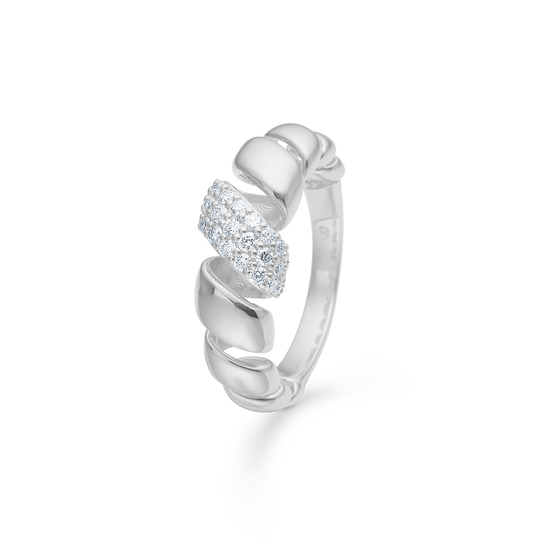 SWIRL W. TOPAS ring, sølv