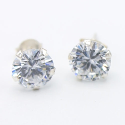 Sølv ørestikker med zirkonia, 7 mm