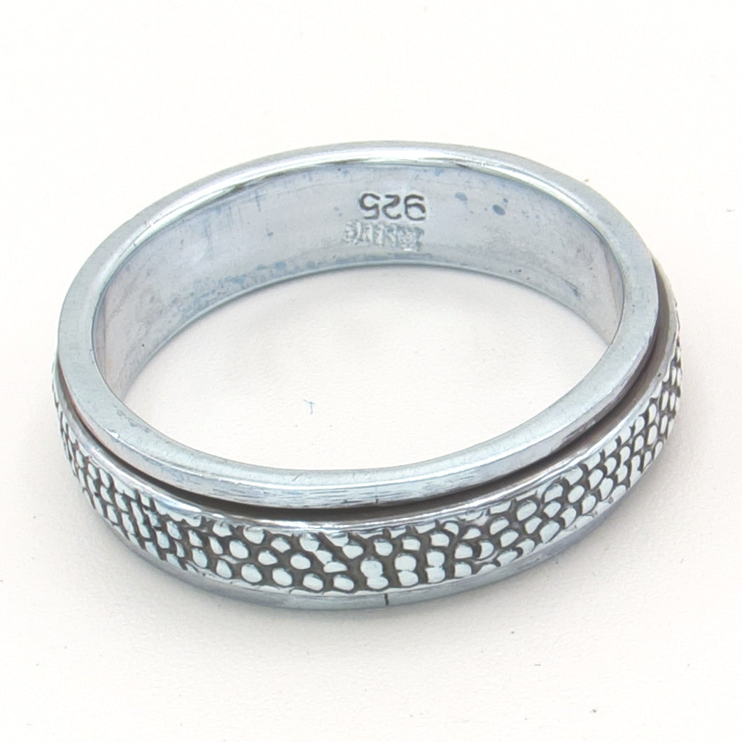 Bevægelig sølv ring med oxydering