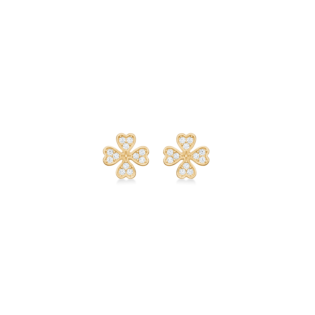 PETITE CLOVER ørestikker, 8 kt. rødguld