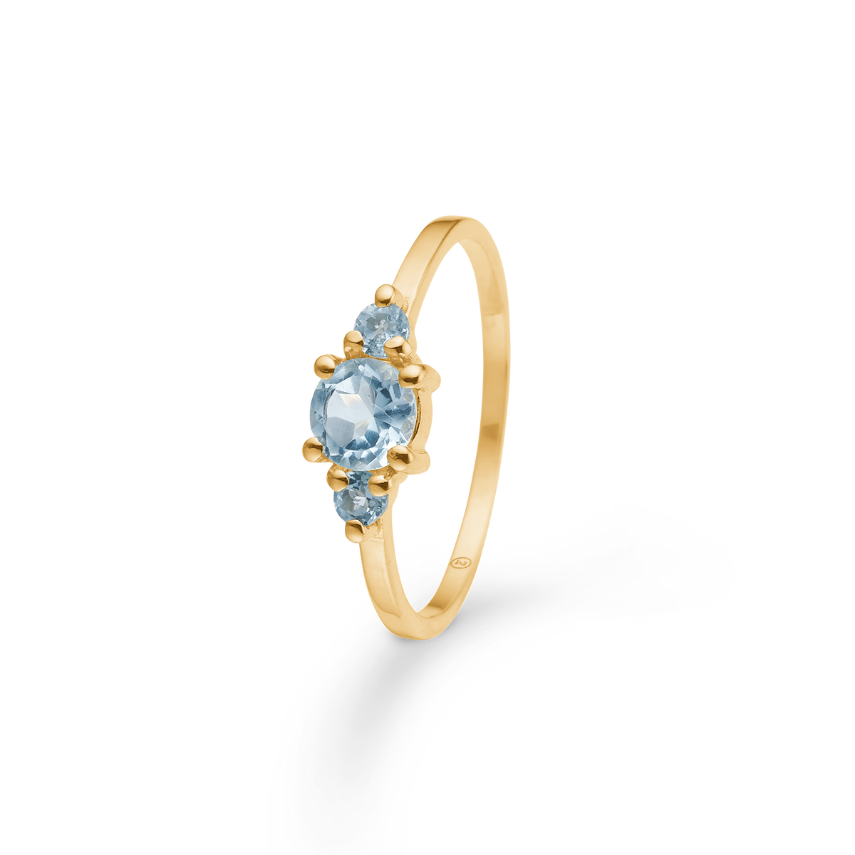 NIA ring, 8 kt. rødguld med blå topas