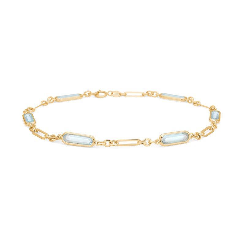 Armlænke med Sky Blue Topas, 8 kt. rødguld