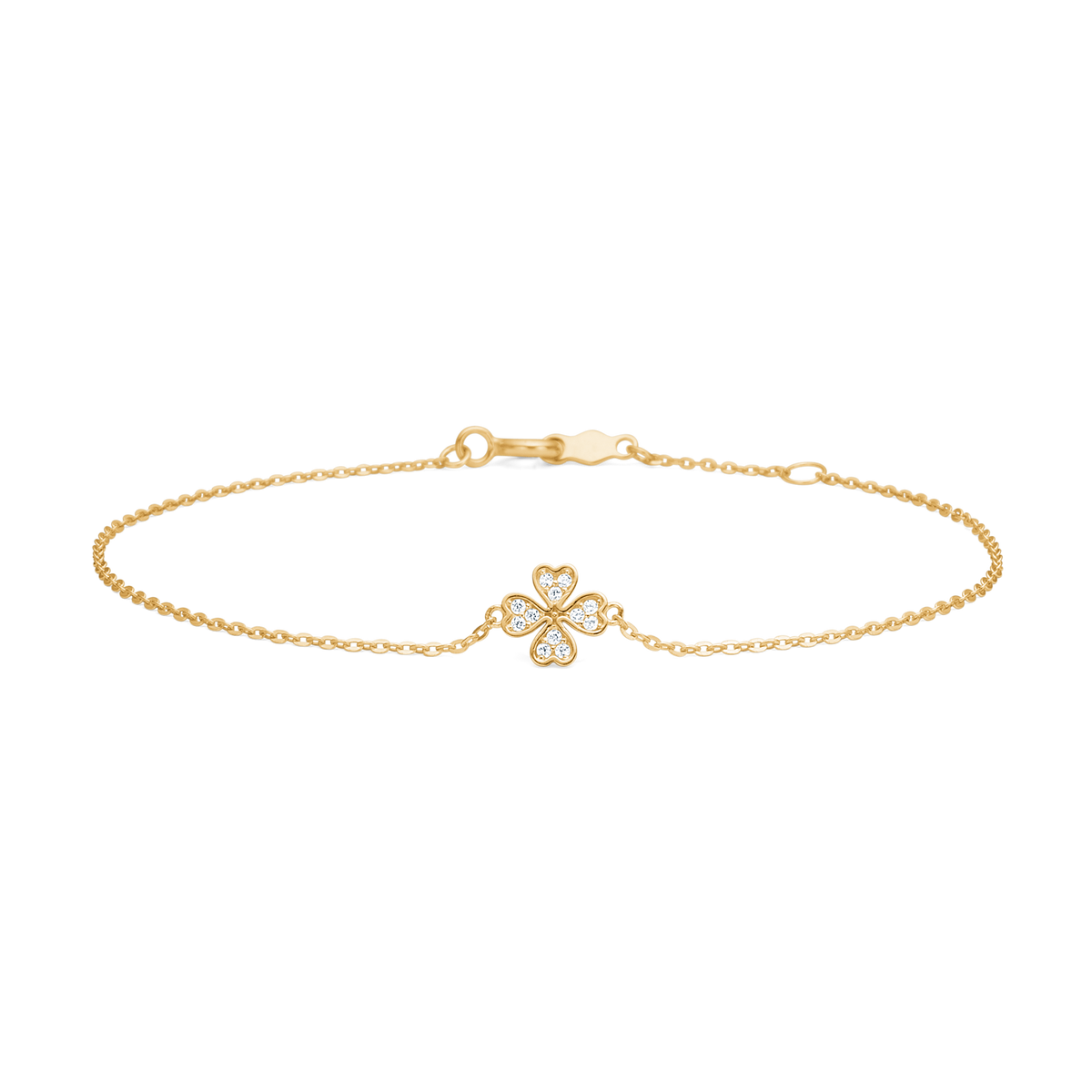 PETITE CLOVER armlænke, 8 kt. rødguld