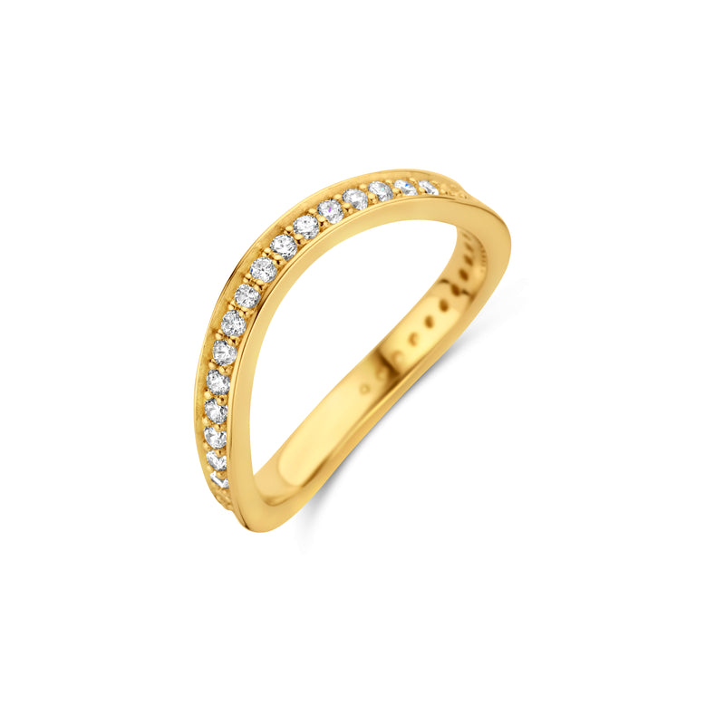 Solaris ring med zirkoner, forgyldt
