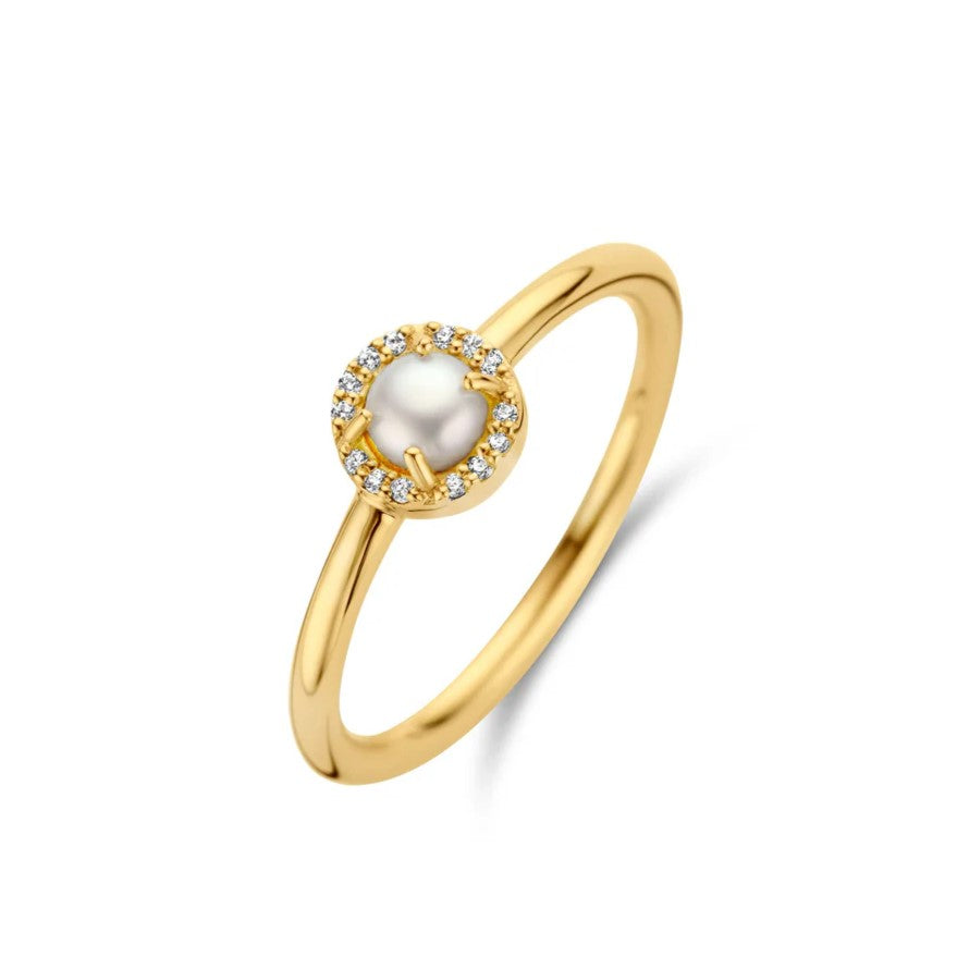 EUPHORIA ring med perle, forgyldt