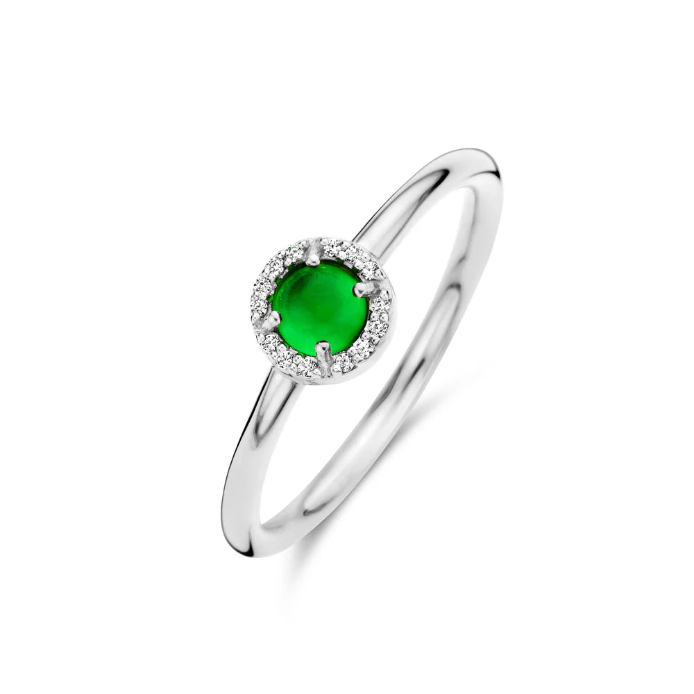 EUPHORIA ring med grøn agat, sølv