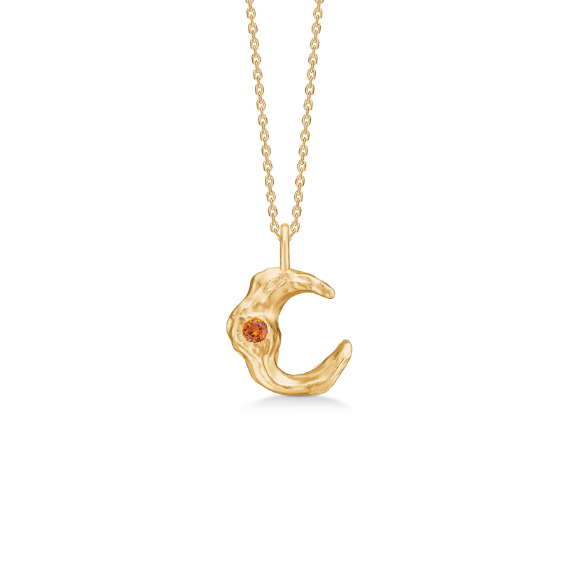 LUNAR halskæde m/orange zirk. forgyldt