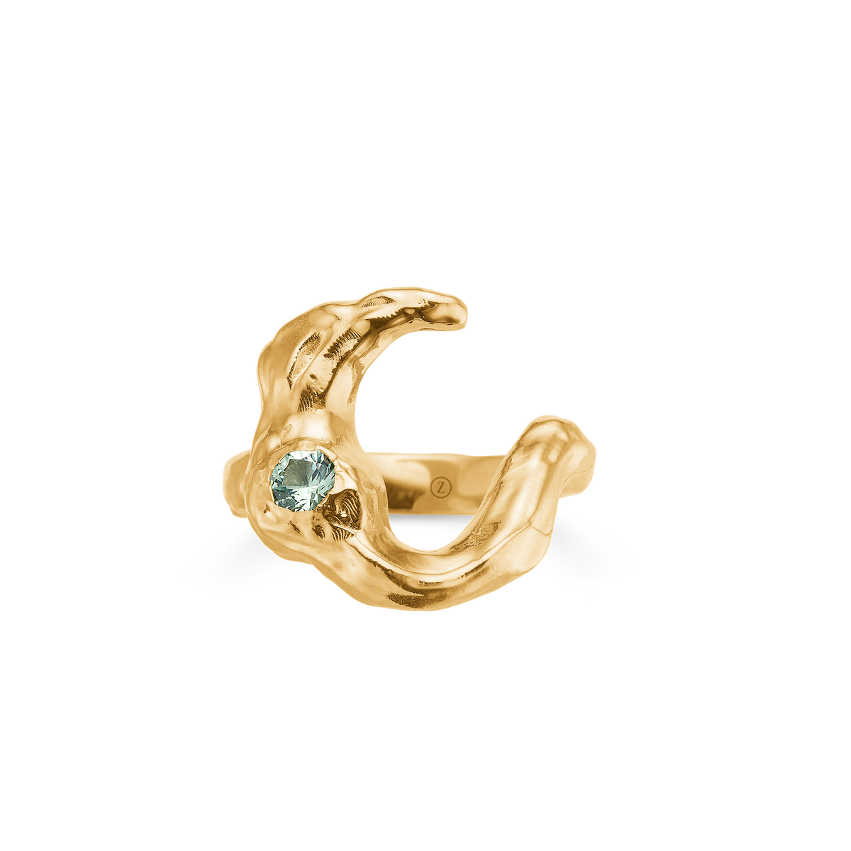 LUNAR ring m/grøn zirk. forgyldt