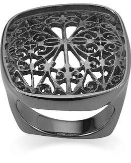 Sort rhodineret ring filigran