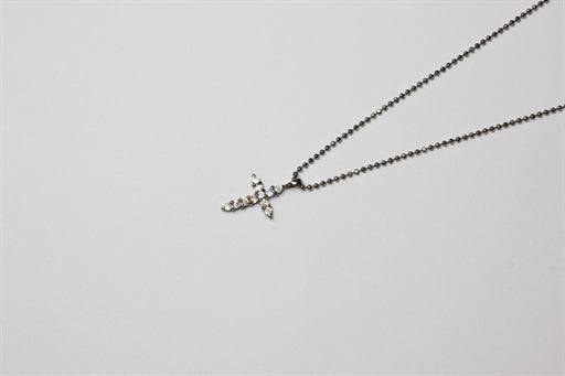 sort rhodineret halskæde med kors